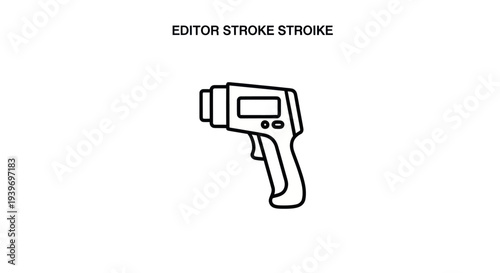 Black Outline Illustration of a Digital Infrared Thermometer.