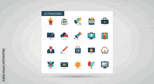 Collection of Colorful Business and Office Icon Set.