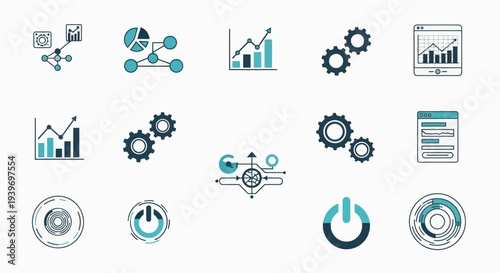 Collection of Various Business and Technology Icons.