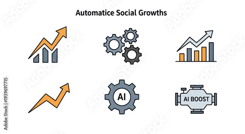 Colorful Vector Icons for AI Growth Automation and Business Concepts.