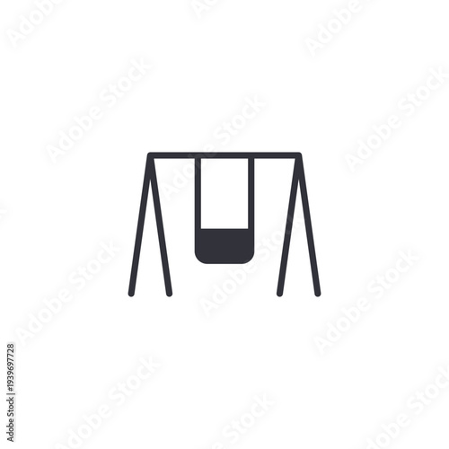 Swing set icon representing playground equipment, children activities, family recreation, and fun outdoor entertainment.