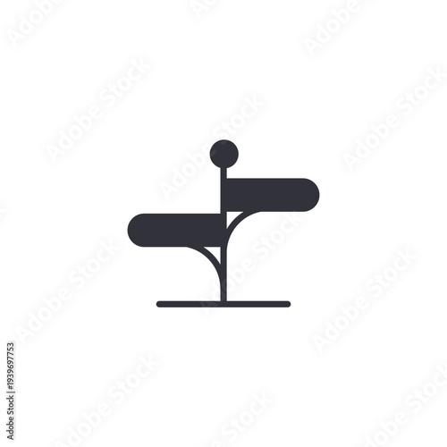 Directional signpost icon representing navigation, park guidance, wayfinding system, and visitor orientation in outdoor space.