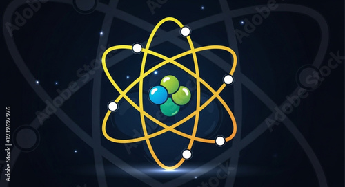 Illustration of Atomic Structure with Electrons and Nucleus.