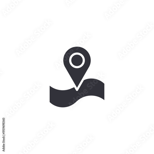 Location pin icon representing navigation, travel destination, property location, and mapping services for guests.