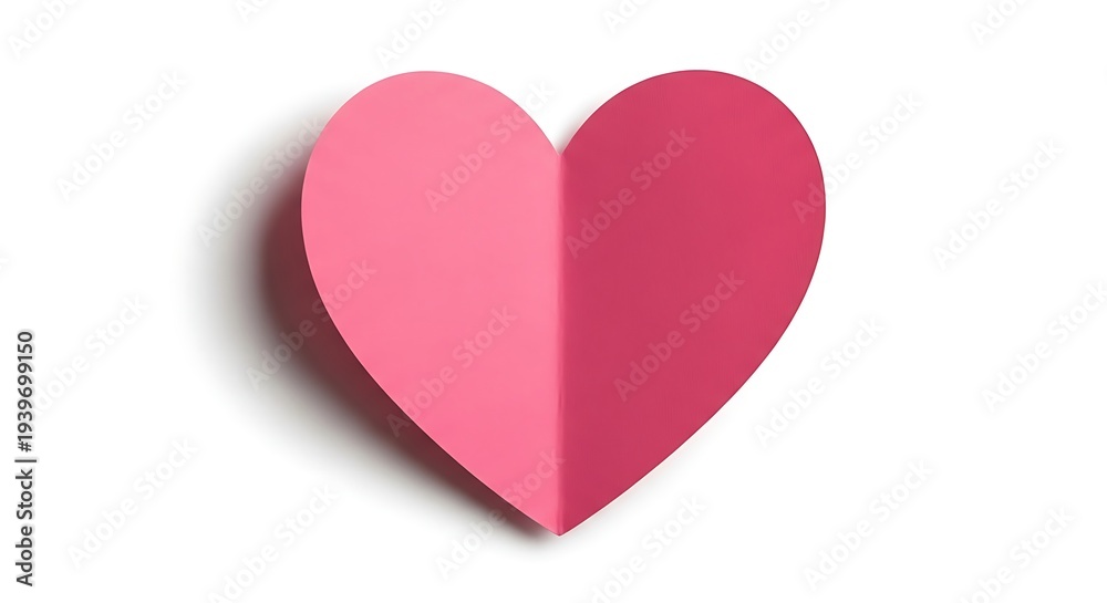 Obraz premium Pink heart shaped object casting shadow on white background