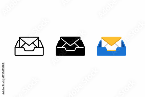 Email invite icon set: outline, solid, and colorful variations