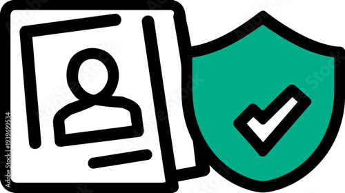 Identity Verification and Profile Security Icon: Personal Data Protection, Approved Identification, and Digital Privacy Concept