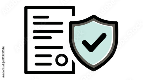 Secure Document Icon: Legal Protection, Policy Verification, Compliance, and Agreement Symbol