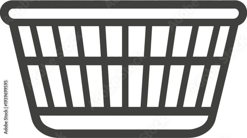 Simple Empty Laundry Basket or Hamper Icon. Household Chore Symbol for Washing Clothes and Domestic Cleaning Tasks. Vector Illustration.
