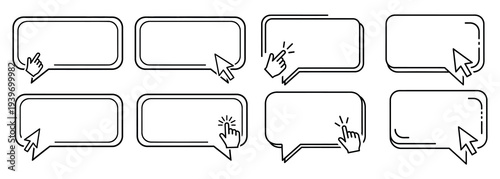 A collection of empty speech bubbles with various cursor icons