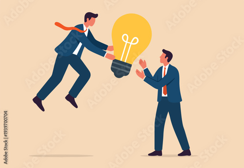 Successor plan, intelligent business leader transferring responsibilities to successor.