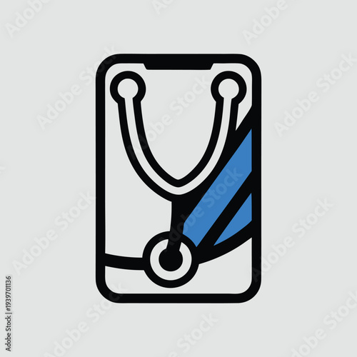 Online Medical Consultation Symbol Featuring Mobile Phone and Diagnostic Equipment