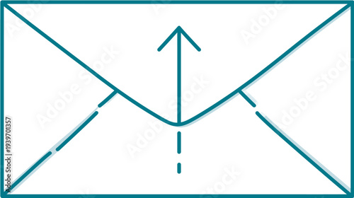 Clean line art vector icon of an envelope with an upward arrow, symbolizing email send, message delivery, or digital upload.