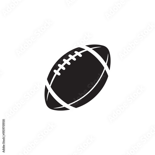 Simple Black Football Silhouette with Lacing DetailSimple Black Football Silhouette with Lacing Detail