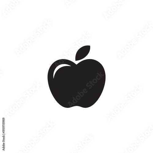 Minimalist Black Apple Fruit Icon on White BackgroundMinimalist Black Apple Fruit Icon on White Background
