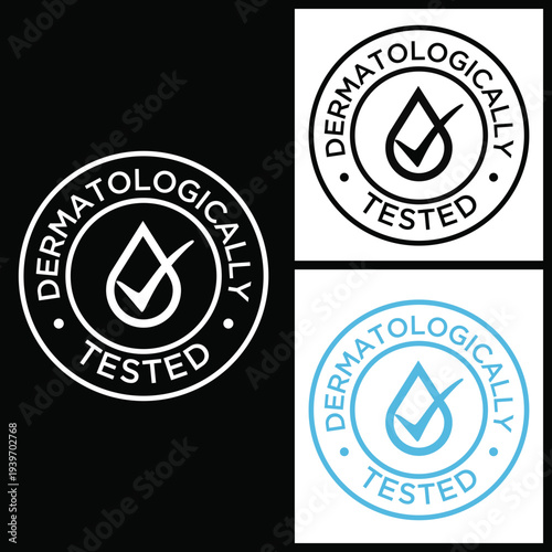 Dermatologically Tested Approved Badge Icon Round Stamp Vector Checkmark
