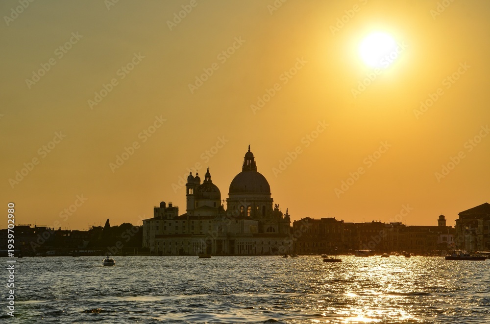 Obraz premium Italy, Venice, September 29, 2025, San Giorgio Maggiore is one of the islands of Venice, in northern Italy, located south of the main group of islands. Sunset