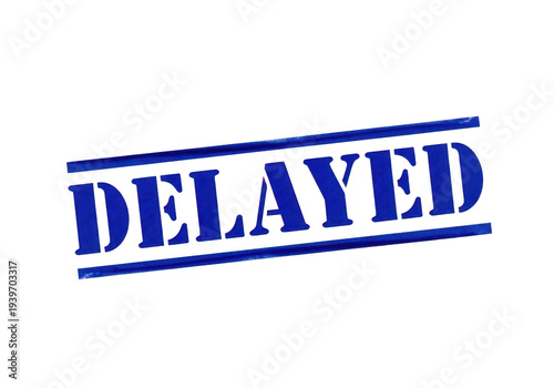 A blue delayed stamp isolated on transparent background