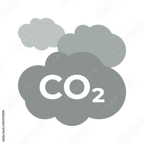 Grey clouds of carbon dioxide (CO2) emissions or pollution illustration vector design. Simple icon.