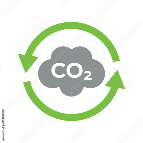 Carbon dioxide (CO2) Cloud with a Recycle arrows icon illustration vector design. Nature, Environment, Climate Change, and Carbon Neutrality.