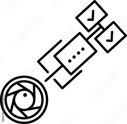 Camera capturing images with clock and upload symbols