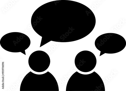 Two people communicating with speech bubbles