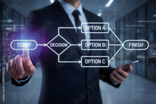 Corporate workflow planning with digital decision tree and outcomes