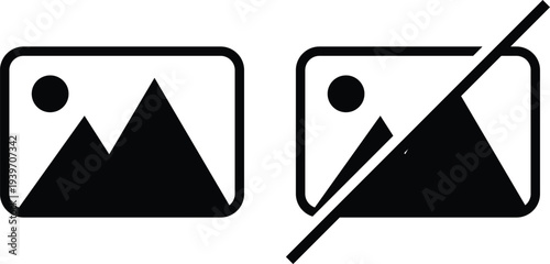 Picture and no picture vector icon set Not found or available image in the gallery or album.  