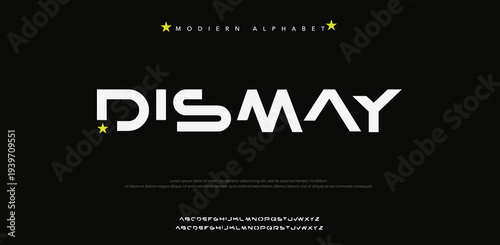 Modern typography design with the word Dismay on a black background