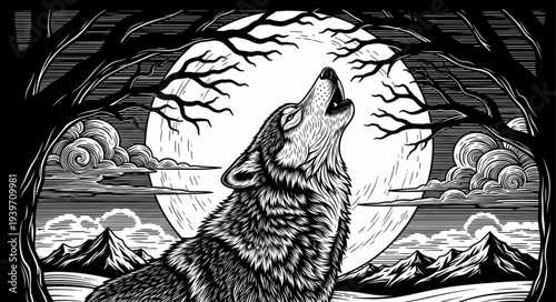 black and white wolf