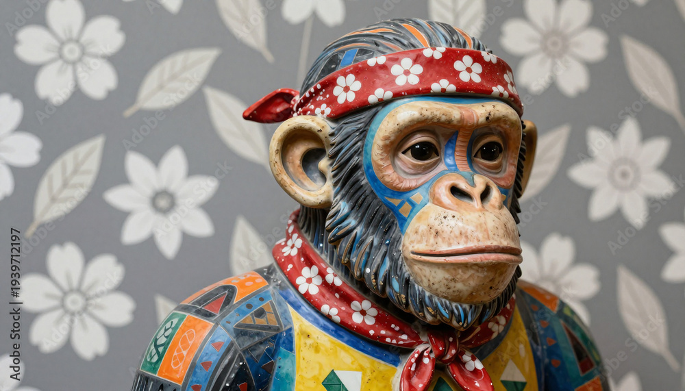 Fototapeta premium Colorful Chimpanzee Art Sculpture