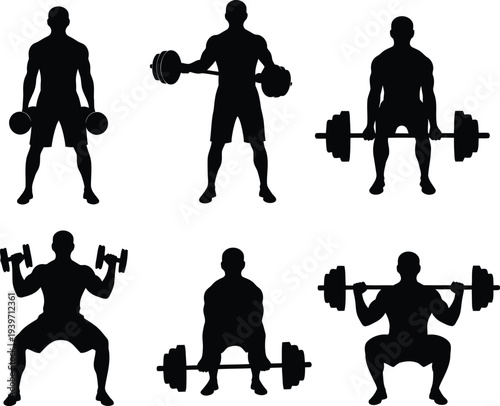 A fit man is lifting weights in various exercises at the gym.
