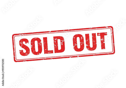 A red stamp with the words sold out isolated on transparent background