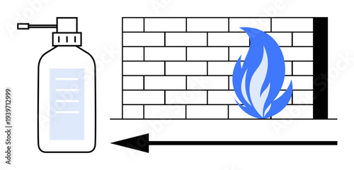 Fire safety concept. Fire safety protection against dangers using a fire extinguisher and firewall. Fire safety essential in home safety, IT security, and hazard prevention. For emergency