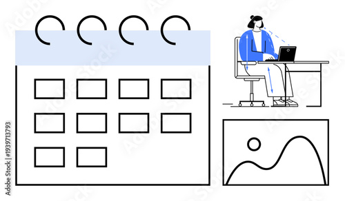 Remote work. Organized workspace aligned with task planning and deadlines. Remote work promoting efficiency, productivity, and team collaboration. For freelancers, project managers, startups