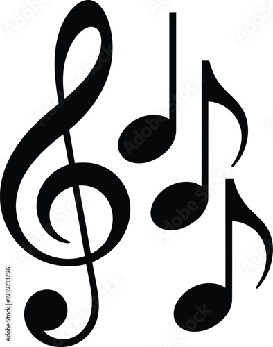 Treble clef and musical notes icon