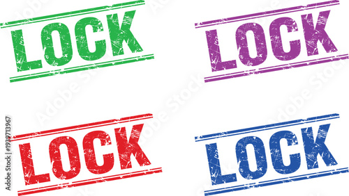 A set of colorful lock stamps on a white background
