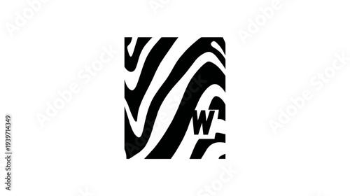 Abstract black and white zebra stripe pattern with unique graphic elements. Modern animal print background texture.