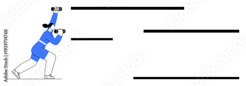 Exploration, opportunity, focus, vision, leadership, business strategy. Woman looking through binoculars in a dynamic pose. Exploration and opportunity through a focused search