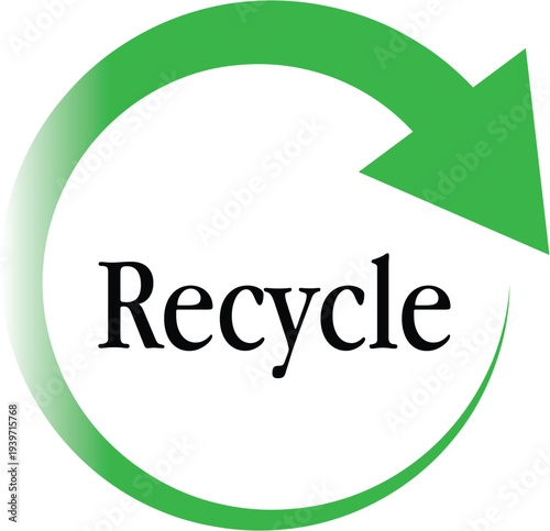 Recycle Button & Icon – Green Recycling Symbol with Water Droplets