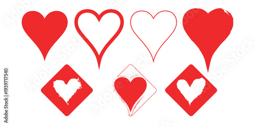 A collection of red and white heart shapes on a white background