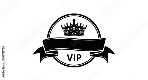 VIP Logo with Crown and Ribbon Banner.