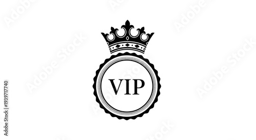 VIP Badge with Crown Logo Design.