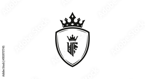 Black Shield Crest with Crown Logo Emblem.