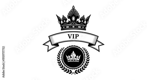 VIP Crown Logo Emblem Icon Design.