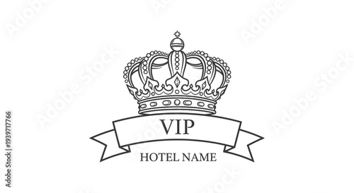 VIP Crown Logo Design with Ribbon Banner.