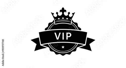 VIP Black Crown Logo Emblem Design.