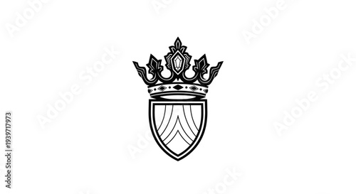 Black and white crest with crown emblem.