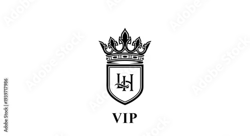 VIP Crown Shield Logo Emblem Design.