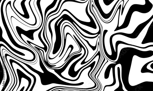 Abstract Black And White Swirling Marble Pattern Background with Organic Fluid Waves